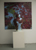 Olieverf op vaas/linnen, Compositie Voorjaarsbloesem, Meidoorn, vaas  100cm / doek 150x150cm