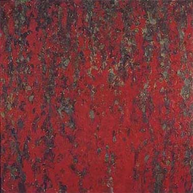 Rode Lupines, olieverf op linnen,150x150cm, 1997