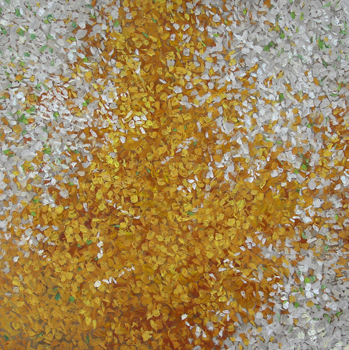 Sleedoorn en Forsythia, olieverf op linnen, 150x150cm, 2010