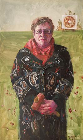 Emilie Randoe, Voorzitster Stichting Ruigoord, olieverf op linnen, 110x65cm, 2014
