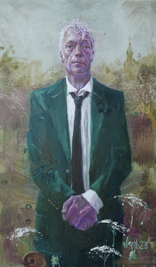 Spinvis, olieverf op linnen, 110x65cm, 2023